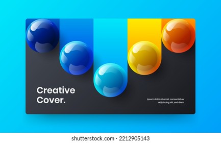 Abstract realistic spheres front page layout. Minimalistic journal cover design vector illustration.