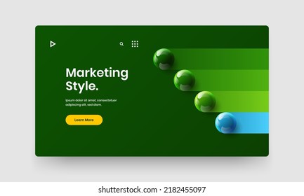 Abstract realistic spheres pamphlet illustration. Multicolored booklet vector design template.