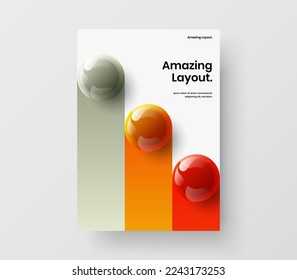Abstract realistic spheres placard template. Simple front page A4 design vector concept.