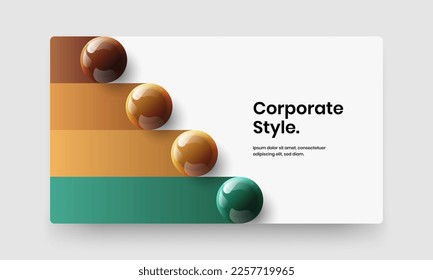 Abstract realistic spheres postcard concept. Unique corporate brochure vector design layout.
