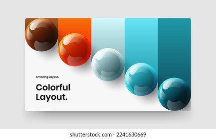 Abstract realistic spheres site concept. Vivid website screen design vector template.