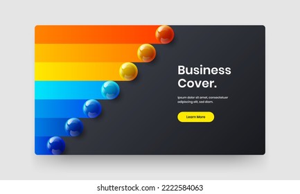 Abstract realistic spheres site screen illustration. Bright poster design vector template.