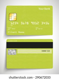 Abstract realistic vector credit card. Green vintage design.