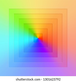 Abstract realistic vector, square gradient rainbow background. Bright  realistic paper cut geometry. Color wheel chart.
