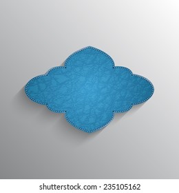 Abstract realistic white background with blue leather label 