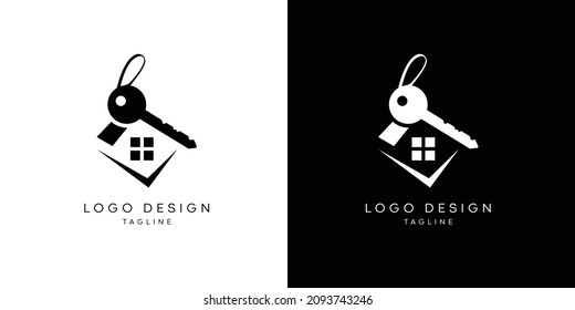 Abstract reality home logo design, key logo design, home sell, home buy, real estate vector logo design