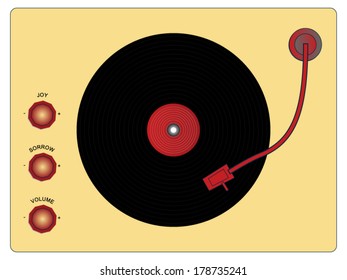 Abstract record player in retro style