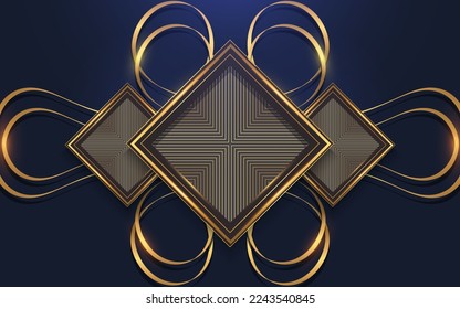 rectángulo abstracto fondo de lujo negro y dorado