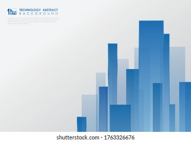 Abstract rectangle blue design pattern of minimal technology with copy space background. Decorate for ad, poster, artwork, template design. illustration vector eps10
