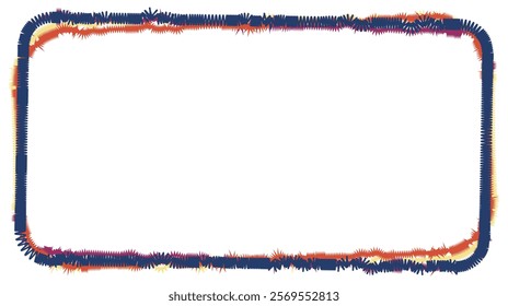 Abstract Rectangle Border with Jagged Edges in Blue, Red, Yellow, and Purple on a White Background, Suitable for Design Templates