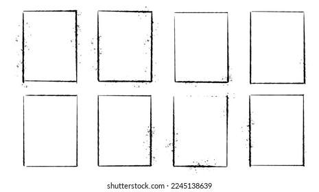 Abstract rectangle brush frame collection bundle elements. Grunge splash border decoration vector illustration.