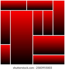 Abstract rectangle composition pattern. Gradient between red and black.