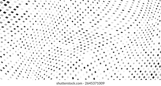 Abstract rectangle dot halftone gradient texture. Vanishing polka dot background design art simple