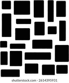Abstract rectangle frames with wiggly borders, Various Shapes with zigzag edge, Black blob shapes, abstract organic forms, vector illustration, Modern blob shape design, Unique, artistic, creative,