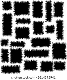 Abstract rectangle frames with wiggly borders, Various Shapes with zigzag edge, Black blob shapes, abstract organic forms, vector illustration, Modern blob shape design, Unique, artistic, creative,