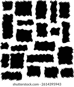 Abstract rectangle frames with wiggly borders, Various Shapes with zigzag edge, Black blob shapes, abstract organic forms, vector illustration, Modern blob shape design, Unique, artistic, creative,