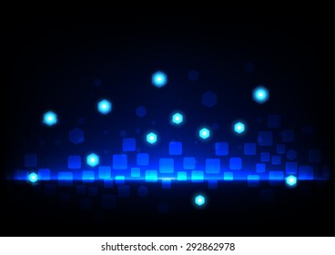 abstract rectangle and hexagon on blue background technology