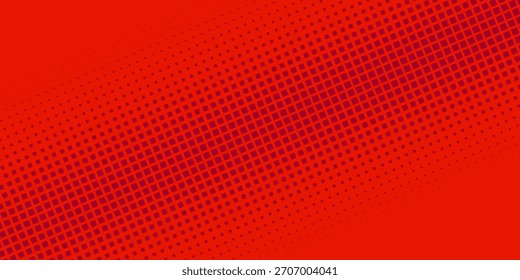 Abstract rectangle red and crimson pop art background with halftone dots in comic style vector abstract