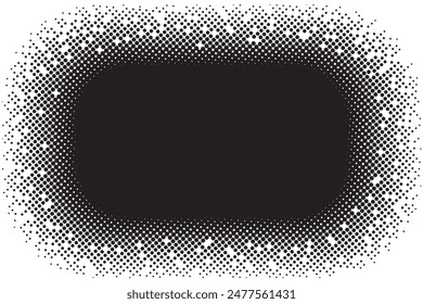 Abstract Rectangle and rounded corners, halftone background. black and white or monochrome style on white background.