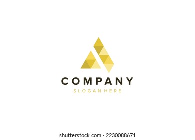 Abstract rectangle shape origami style with initial letter A logo design