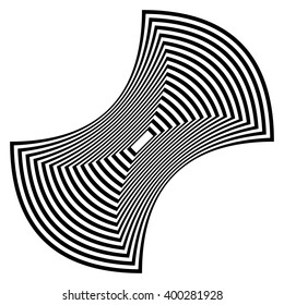 Abstract rectangle shape - Squeezed, concave black and white geometric rectangular element.