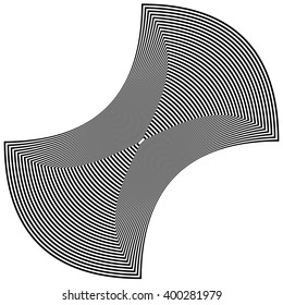 Abstract rectangle shape - Squeezed, concave black and white geometric rectangular element.