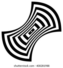 Abstract rectangle shape - Squeezed, concave black and white geometric rectangular element.