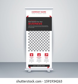 Abstract Rectangle Shapes Modern Exhibition Advertising Trend Business Roll Up Banner Stand Poster Brochure flat design template creative concept. Presentation. Cover Publication.