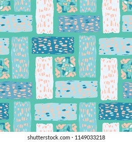 Abstract Rectangle Textured, Vector Pattern Seamless Background, Hand Drawn Graphic Illustration for Trendy Home Room Decor, Kids Fashion Prints, Wallpaper, Beach Apparel, Fresh Blue, Turquoise Aqua