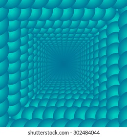 Abstract rectangle tunnel background illustration.  3d vector blue bubbles.