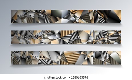 Abstract rectangle vector banner with a background of metal geometric gradient colors. design template. future Poster template design