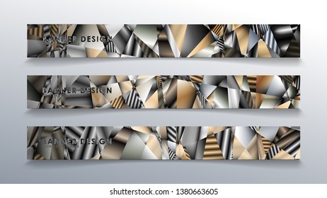 Abstract rectangle vector banner with a background of metal geometric gradient colors. design template. future Poster template design