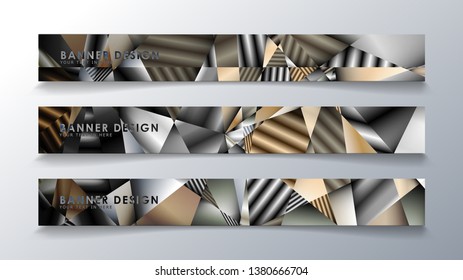 Abstract rectangle vector banner with a background of metal geometric gradient colors. design template. future Poster template design