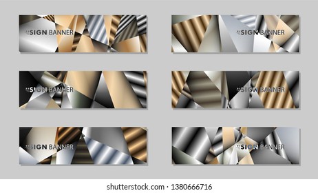 Abstract rectangle vector banner with a background of metal geometric gradient colors. design template. future Poster template design