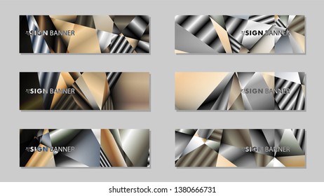 Abstract rectangle vector banner with a background of metal geometric gradient colors. design template. future Poster template design