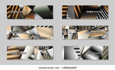 Abstract rectangle vector banner with a background of metal geometric gradient colors. design template. future Poster template design