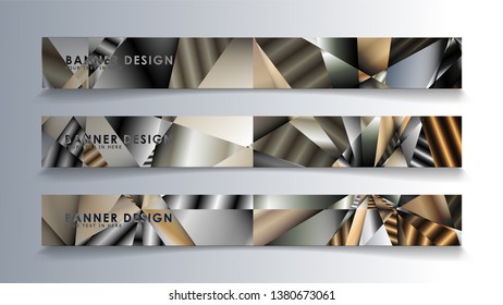Abstract rectangle vector banner with a background of metal geometric gradient colors. design template. future Poster template design