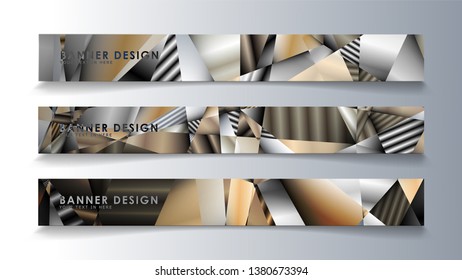 Abstract rectangle vector banner with a background of metal geometric gradient colors. design template. future Poster template design
