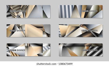 Abstract rectangle vector banner with a background of metal geometric gradient colors. design template. future Poster template design