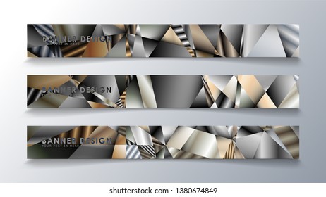Abstract rectangle vector banner with a background of metal geometric gradient colors. design template. future Poster template design