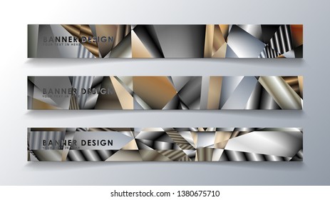 Abstract rectangle vector banner with a background of metal geometric gradient colors. design template. future Poster template design