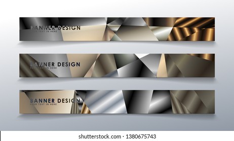 Abstract rectangle vector banner with a background of metal geometric gradient colors. design template. future Poster template design