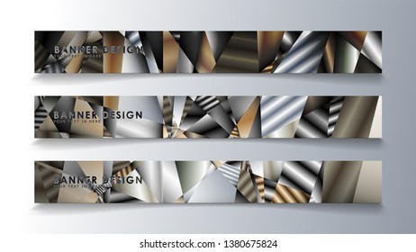 Abstract rectangle vector banner with a background of metal geometric gradient colors. design template. future Poster template design