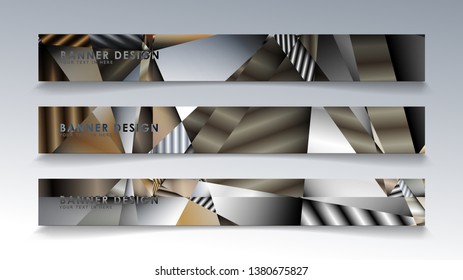 Abstract rectangle vector banner with a background of metal geometric gradient colors. design template. future Poster template design