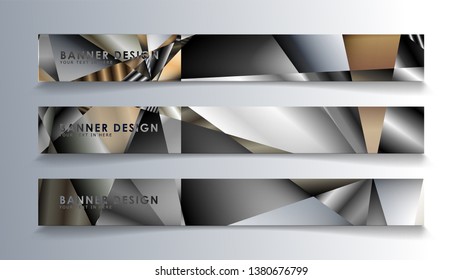 Abstract rectangle vector banner with a background of metal geometric gradient colors. design template. future Poster template design