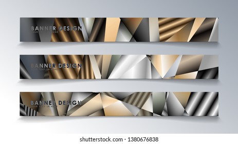 Abstract rectangle vector banner with a background of metal geometric gradient colors. design template. future Poster template design