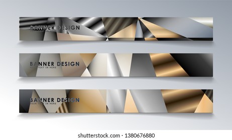 Abstract rectangle vector banner with a background of metal geometric gradient colors. design template. future Poster template design