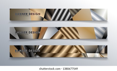 Abstract rectangle vector banner with a background of metal geometric gradient colors. design template. future Poster template design
