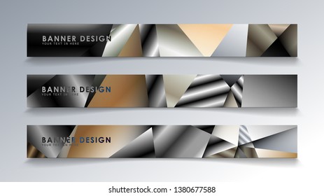 Abstract rectangle vector banner with a background of metal geometric gradient colors. design template. future Poster template design