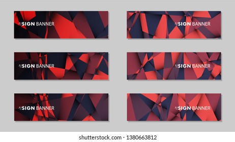 Abstract rectangle vector banners with red black geometric gradient backgrounds . design templates. future Poster template design